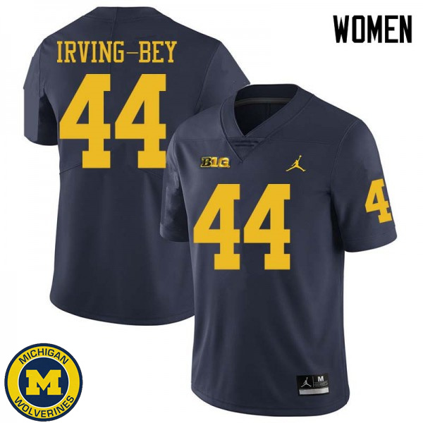 Women's University of Michigan #44 Deron Irving-Bey Navy Jordan Brand Replica Jersey